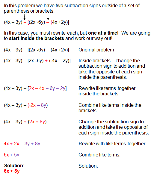 Subtracting Polynomials