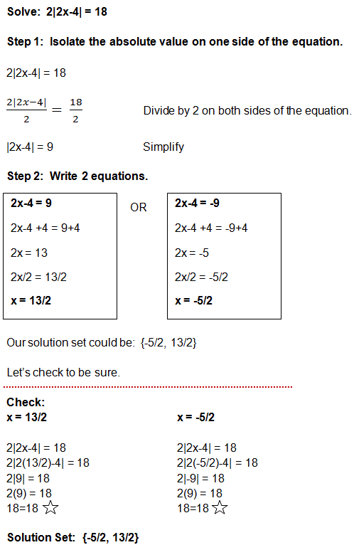 Equations With Absolute Value