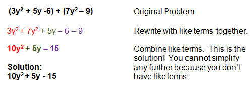 Adding Polynomials