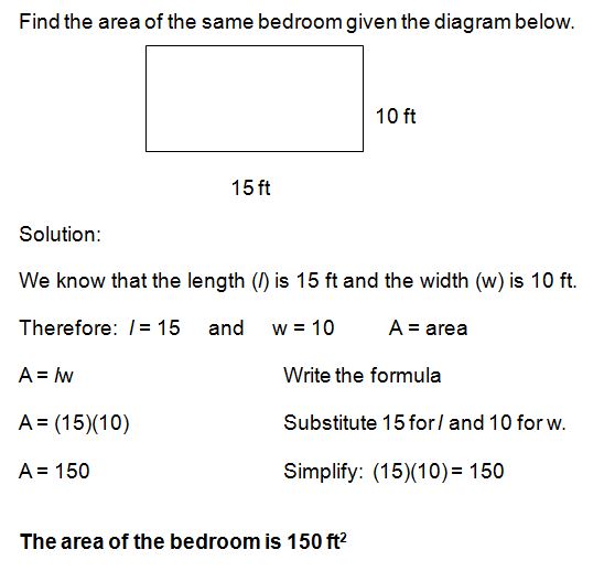 using the area formula