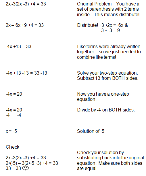 Using The Distributive Property When Solving Equations