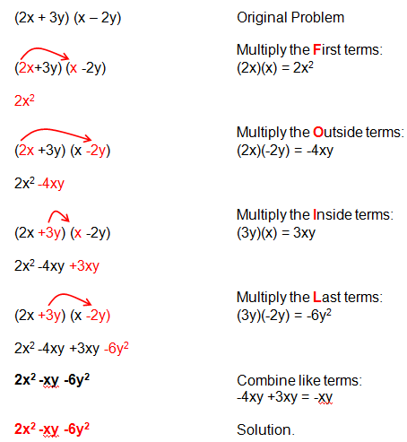 Worksheets Foil Method Worksheets foil method using the method