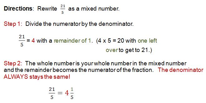 writing mixed numbers as improper fractions