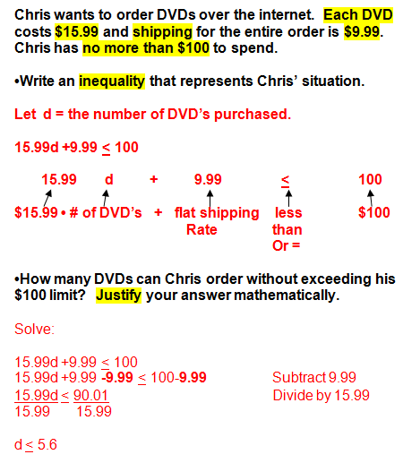 Inequality word problems   teach nology.com