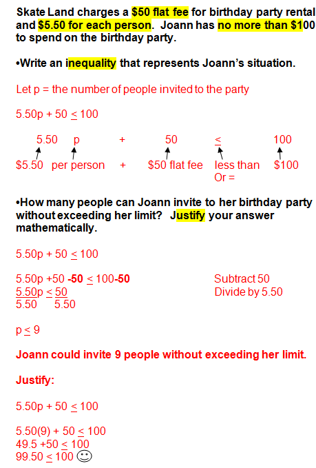 Inequality examples word problems