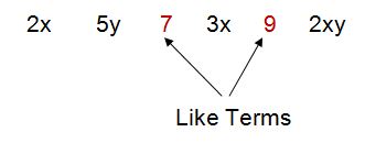 7 and 9 are like terms because they are constants