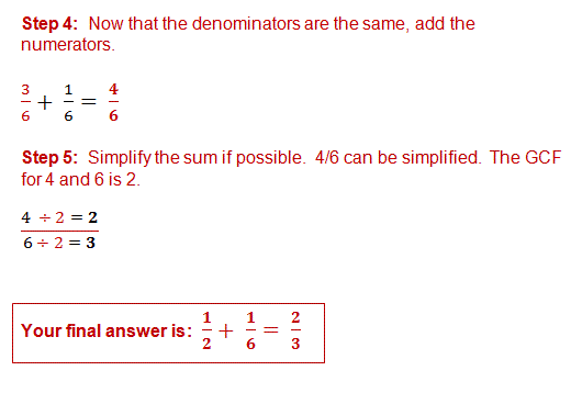 Adding Fractions with Unlike Denominators