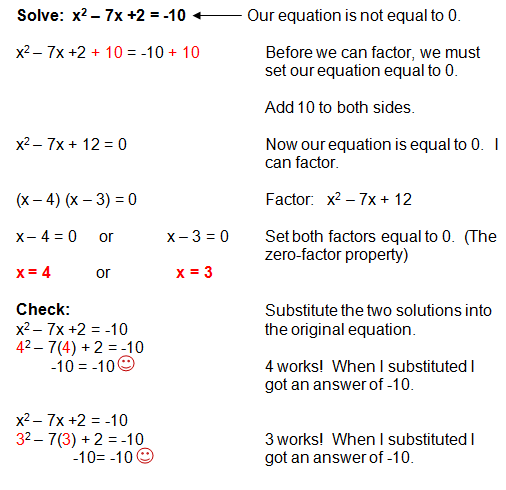 Factoring Quadratic Equations