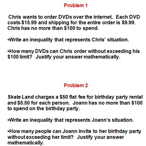 Write An Inequality From A Word Problem Worksheet 2nd