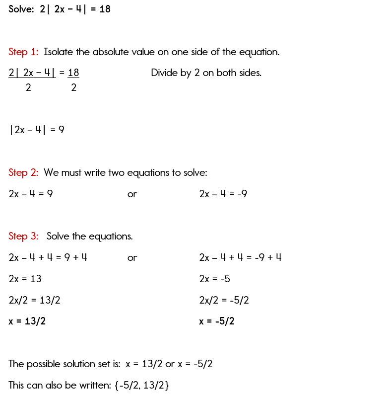 Solving Absolute Value Equations Worksheet