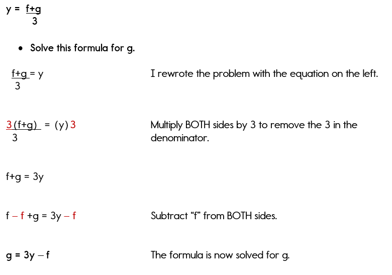 Solving Literal Equations