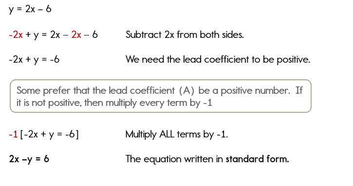 standard form rules
 Writing Equations in Standard Form