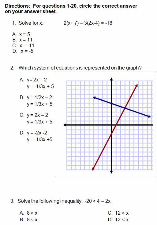 Algebra Chart Problems