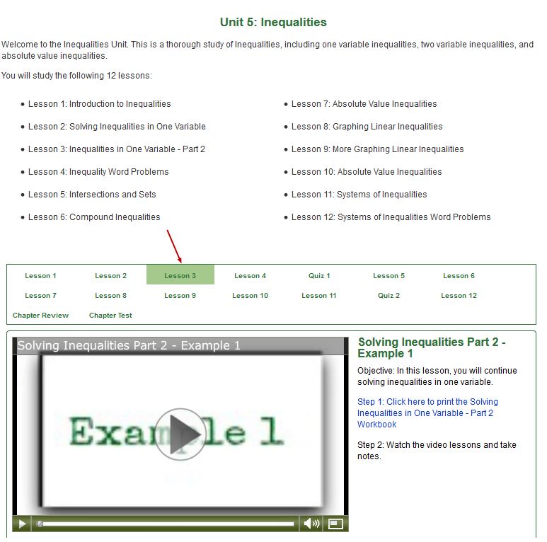 Online algebra class