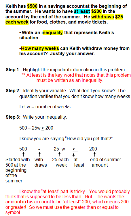 Solving Word Problems in Algebra - Inequalities