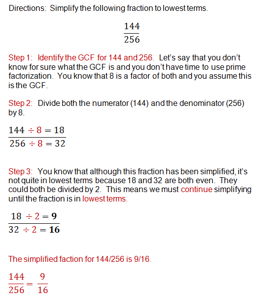 Simplifying Fractions Worksheet