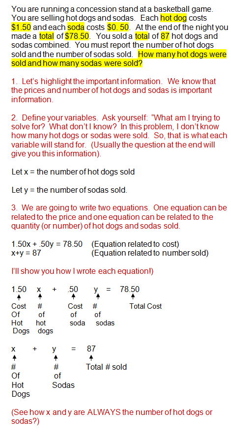 Substitution word problems