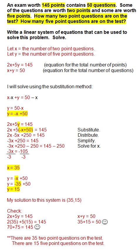 Linear functions word problems examples