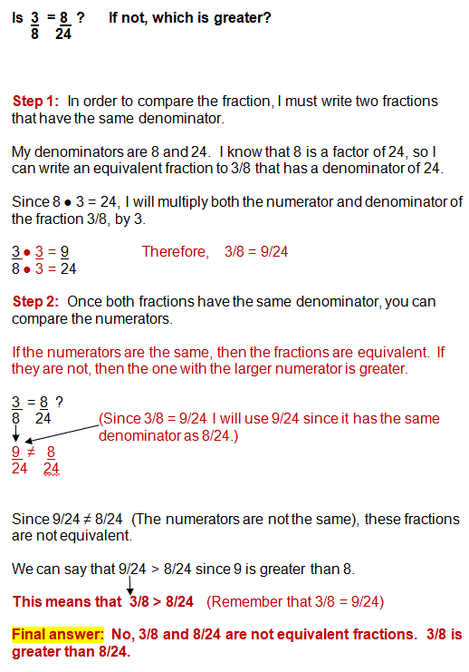 Comparing Fractions with Different Denominators