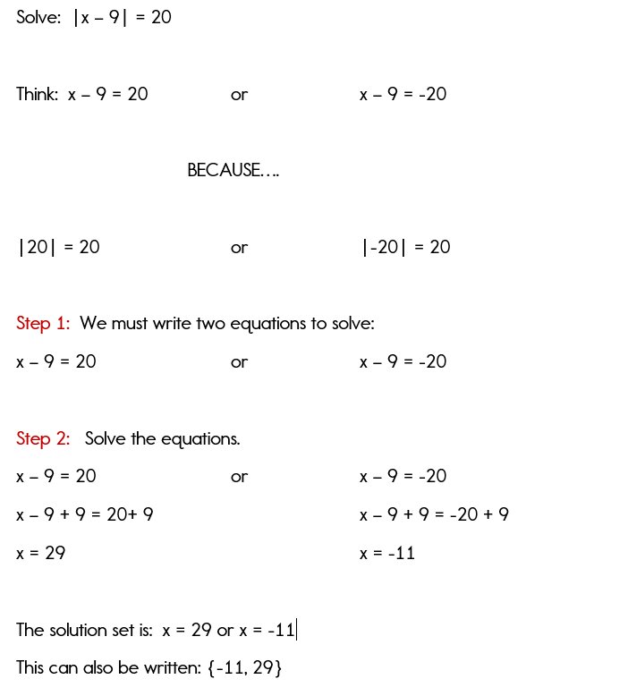 solving an absolute value equation problem type 1