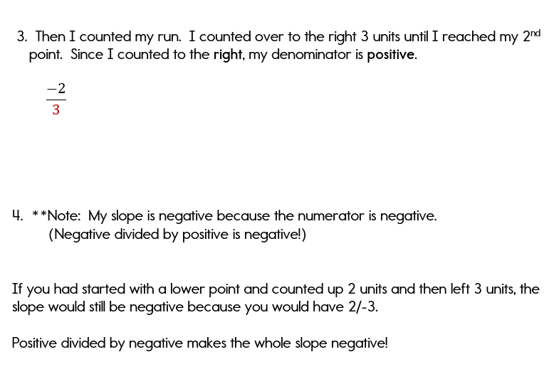 Calculating slope example continued Calculating slope example continued