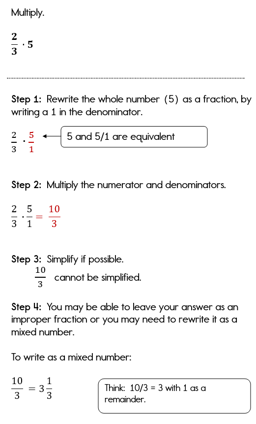 How to write a improper fraction as a whole number Multiplying Fractions By Whole Numbers