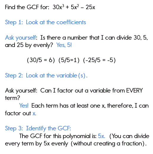 homework 5 factoring polynomials gcf