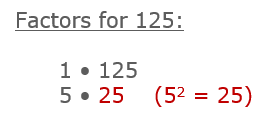 Factors of 125 Factors of 125